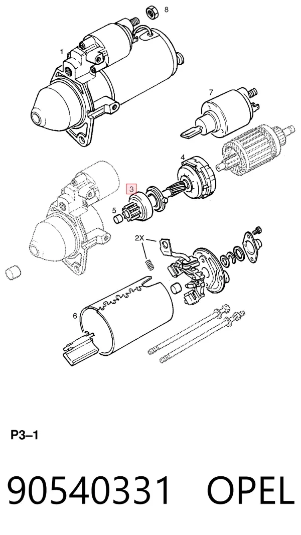 Бендикс стартера 90540331 Opel