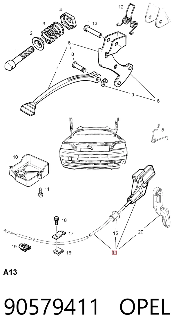 Трос капота 90579411 Opel