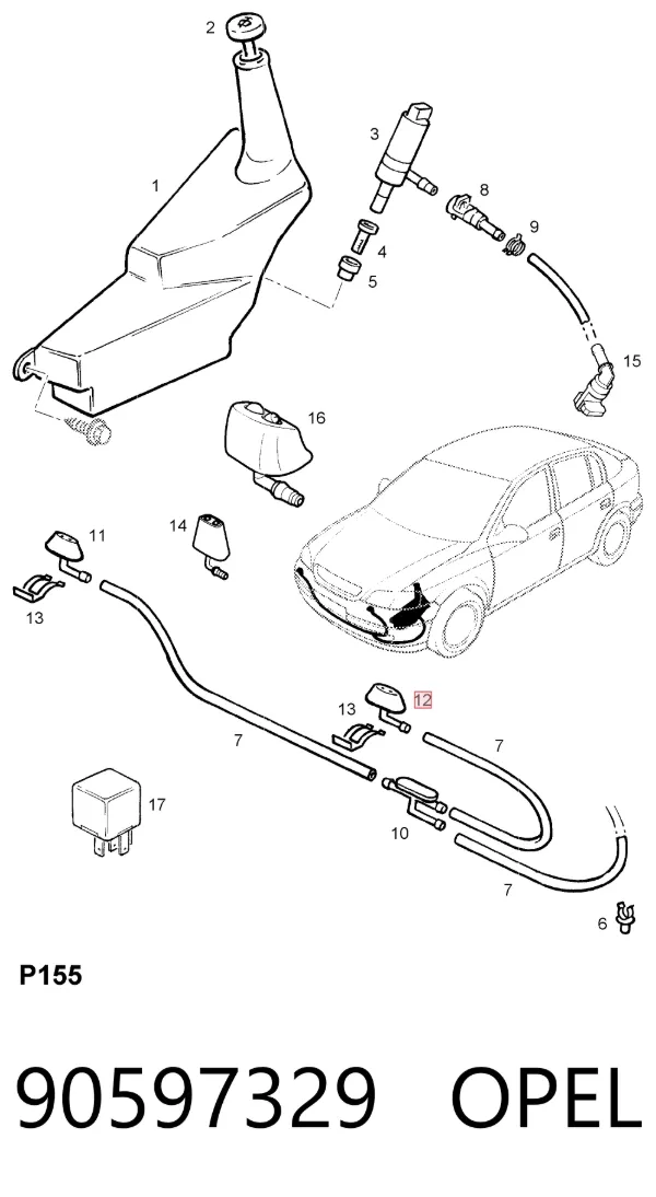 Форсунка омивача фари передньої, лівою 90597329 Opel