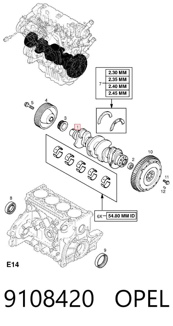 Колінвал 9108420 Opel