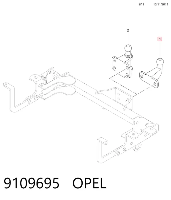 Буксирувальний гак 9109695 Opel