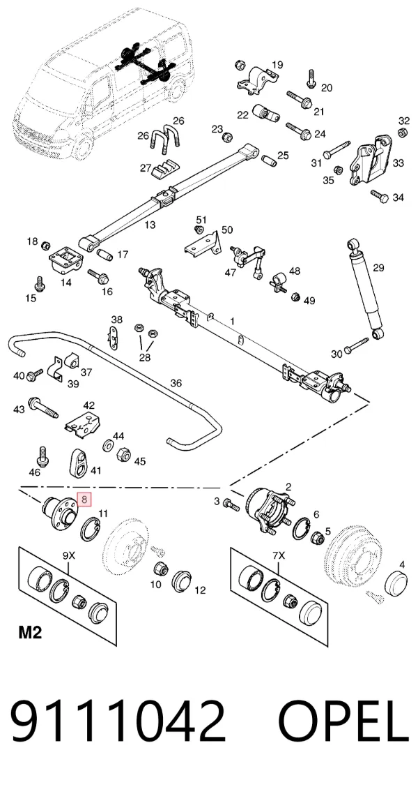 Задня маточина 9111042 Opel