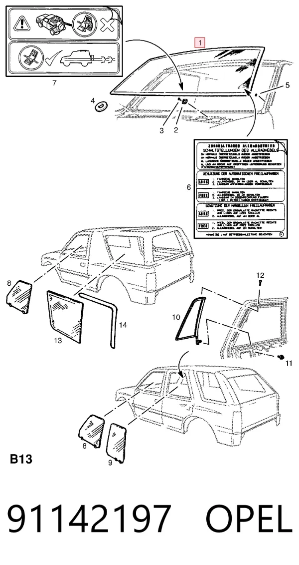 Лобове скло 91142197 Opel