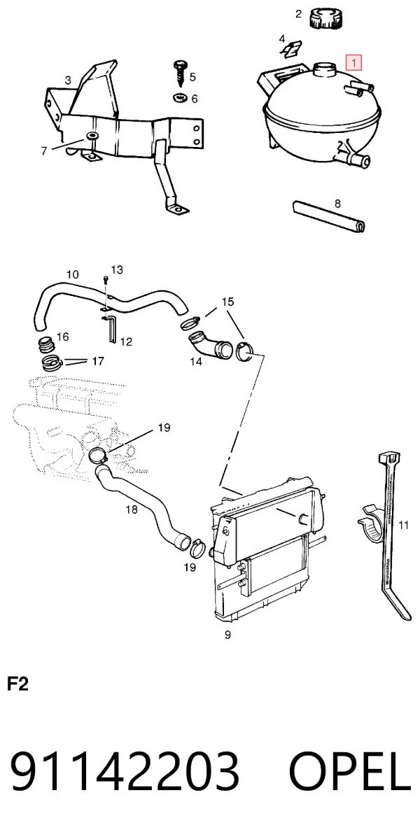 Бачок системи охолодження 91142203 Opel