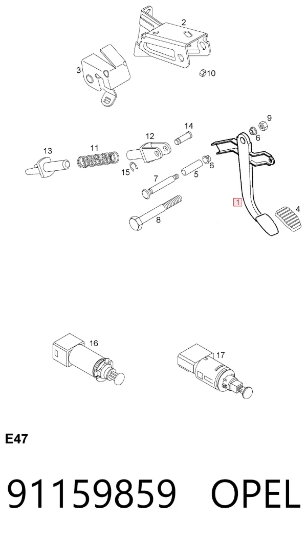 Педаль зчеплення 91159859 Opel