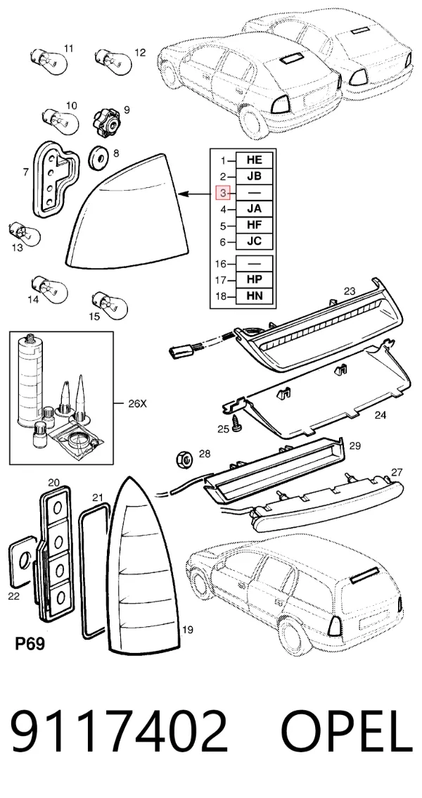Лівий стоп 9117402 Opel