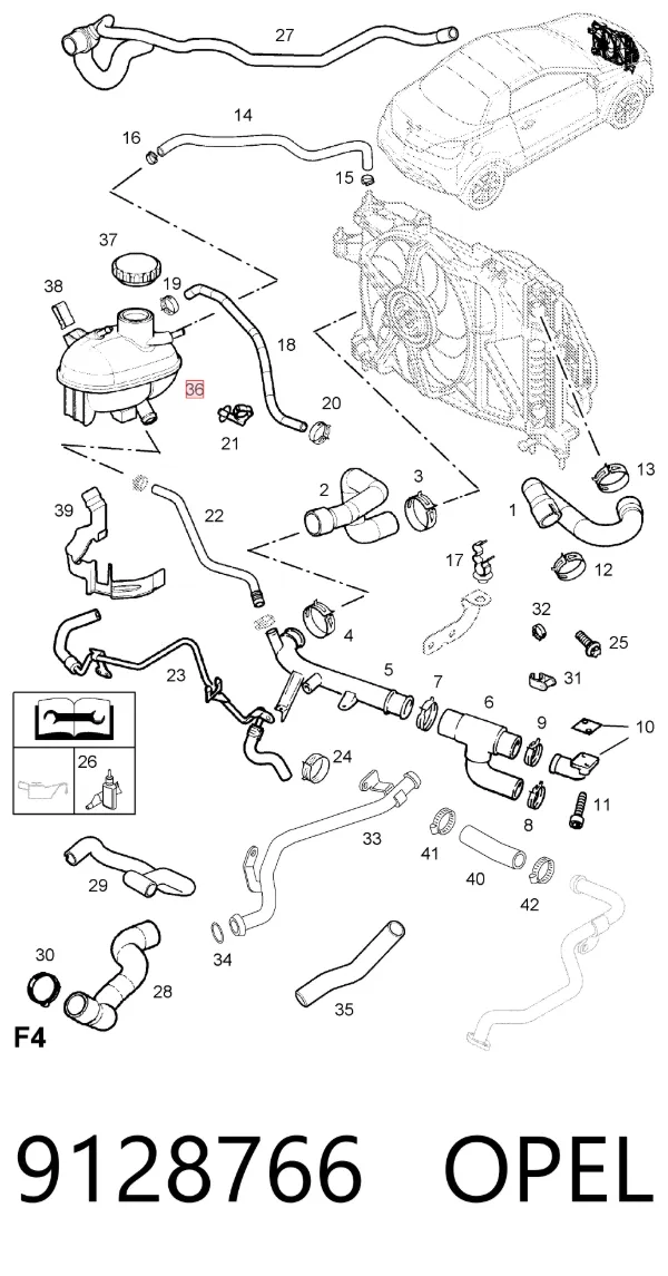 Бачок системи охолодження 9128766 Opel