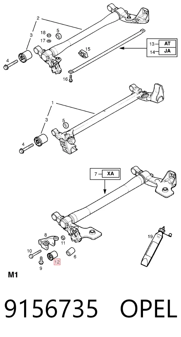 Сайлентблок задньої балки 9156735 Opel