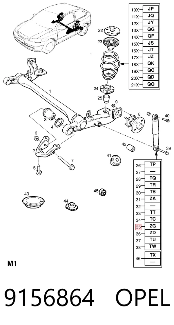 Амортизатор задній 9156864 Opel
