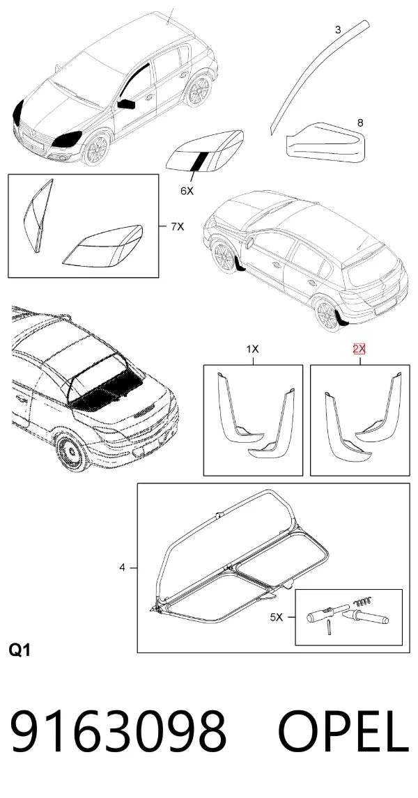 Бризковики задні 9163098 Opel