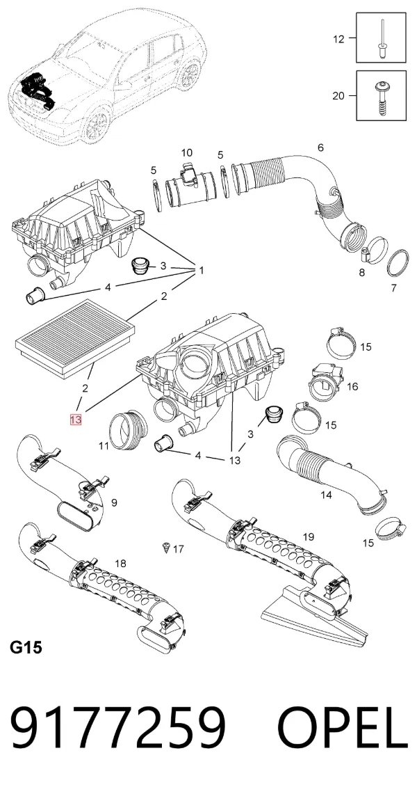 Корпус фільтра 9177259 Opel
