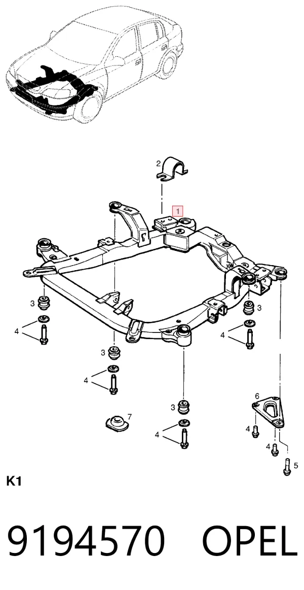 Підрамник передній 9194570 Opel