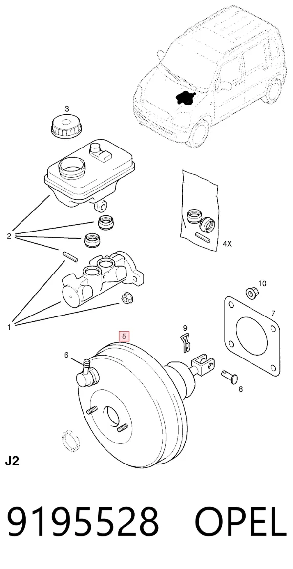 Підсилювач гальм 9195528 Opel