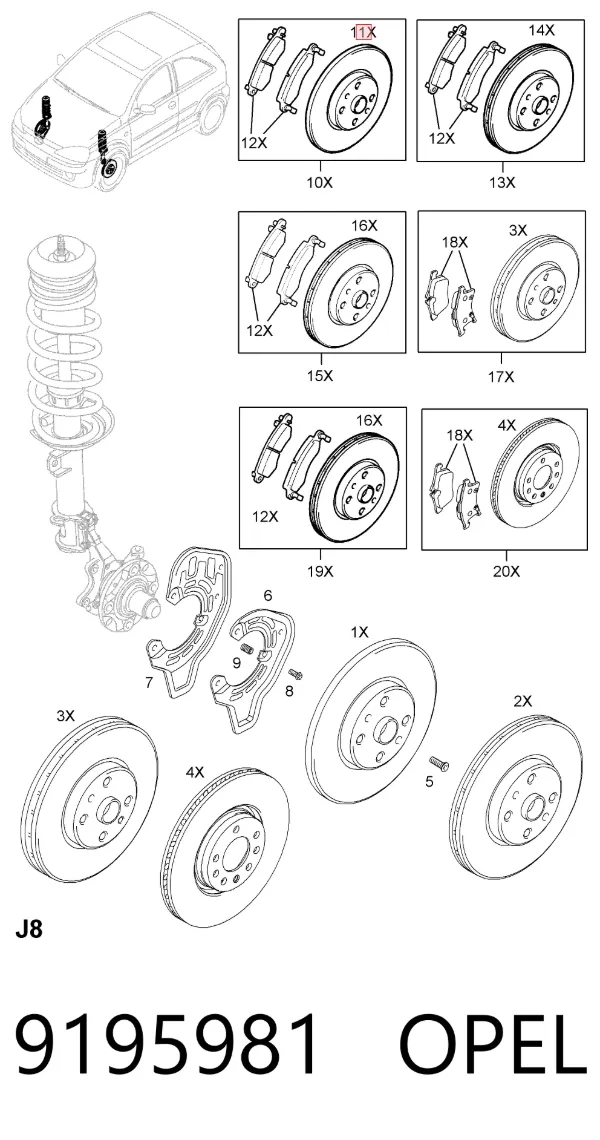 Гальмівні диски передні 9195981 Opel