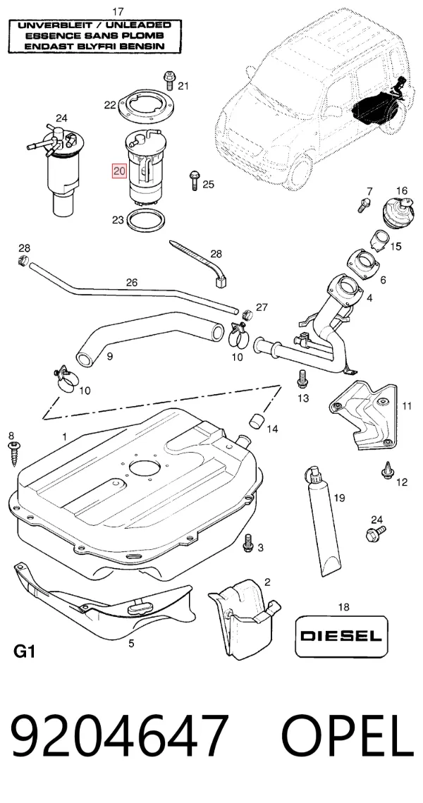 Бензонасос 9204647 Opel