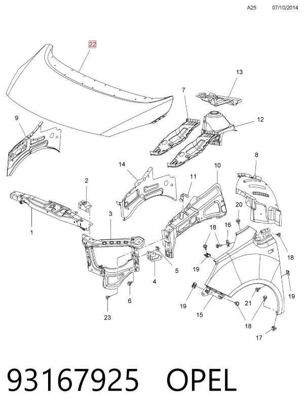 Капот 93167925 Opel