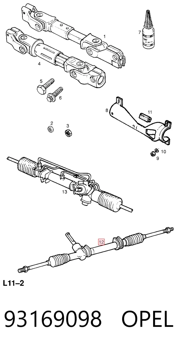 Рульова рейка 93169098 Opel