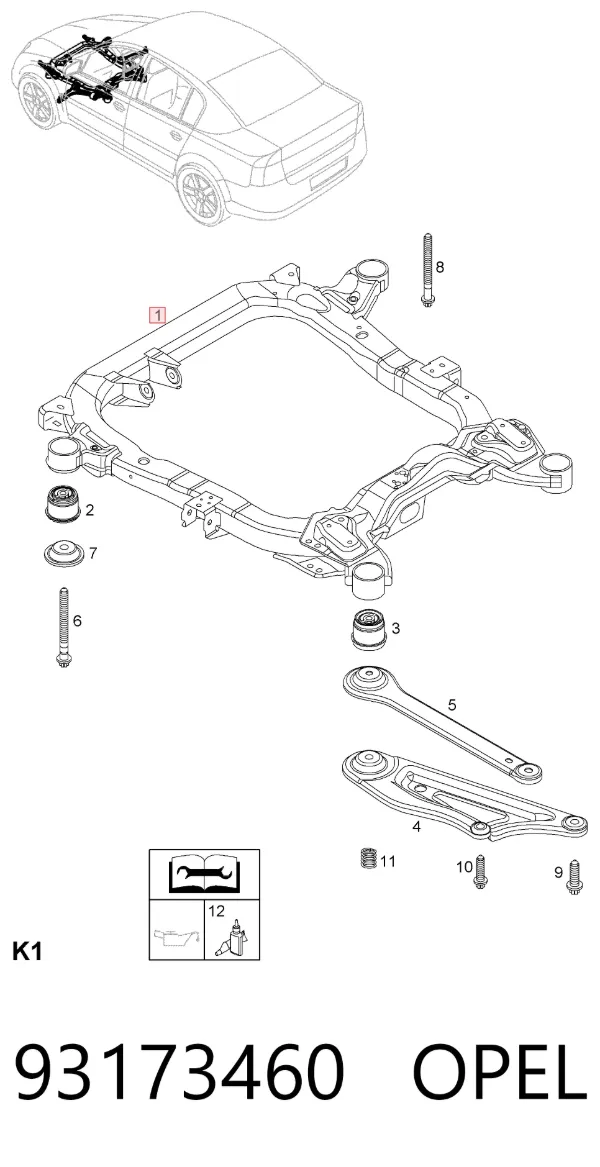 Підрамник передній 93173460 Opel