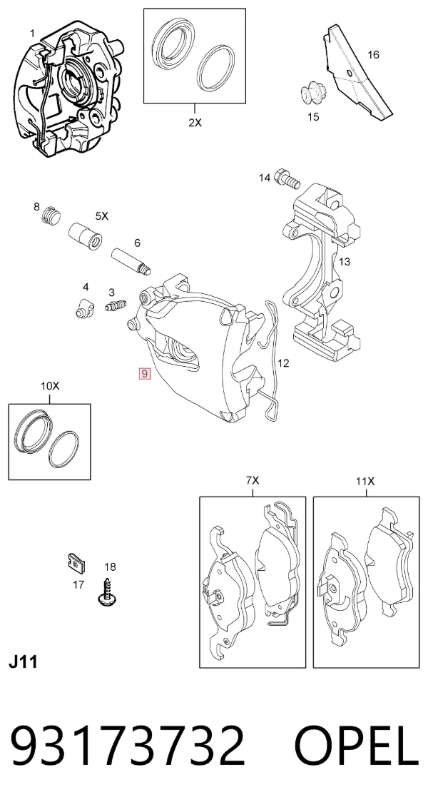 Супорт гальмівний передній правий 93173732 Opel