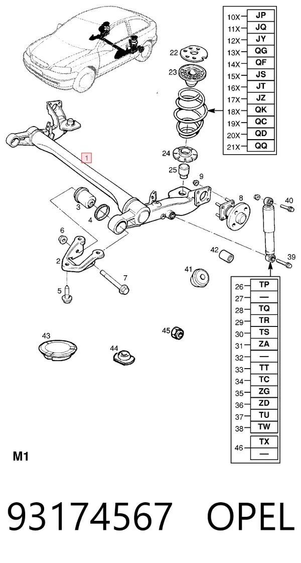 Балка задня 93174567 Opel