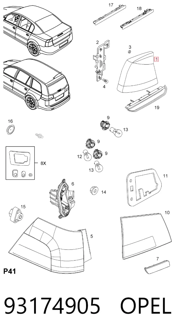 Лівий стоп 93174905 Opel
