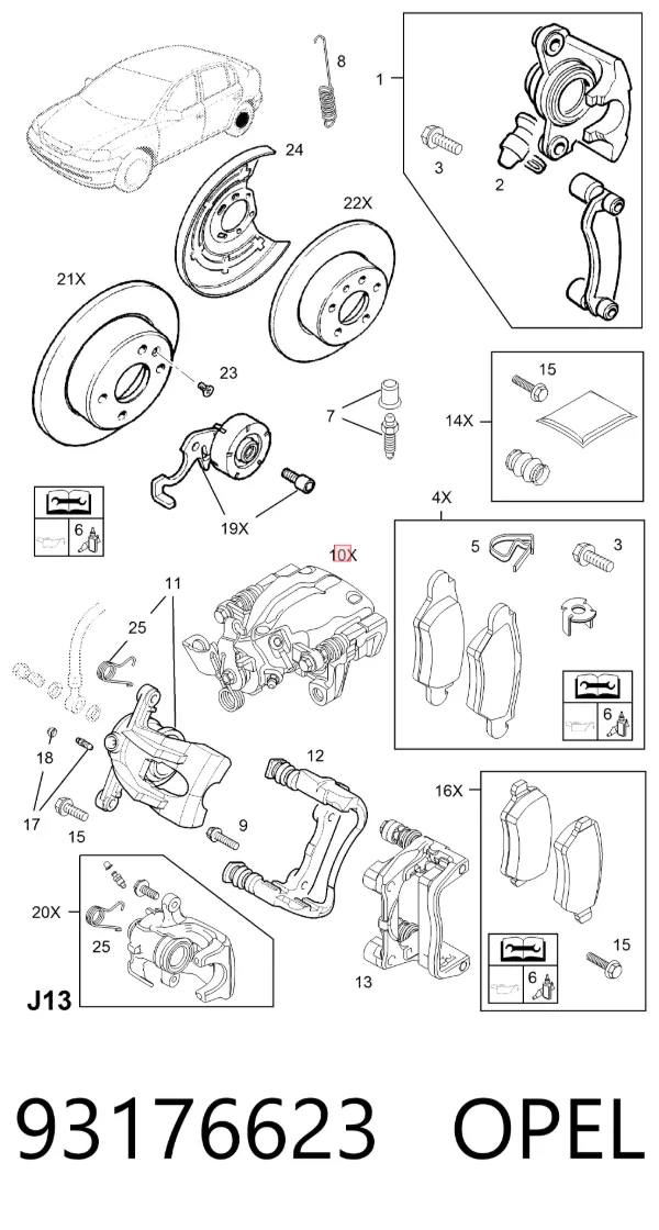 Супорт гальмівний задній 93176623 Opel