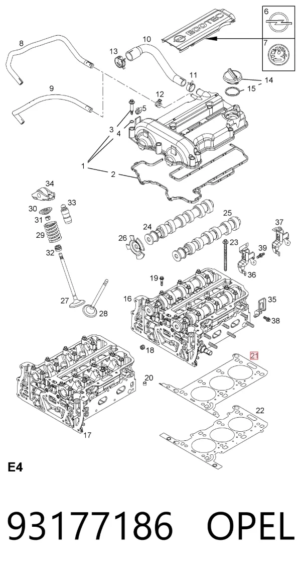 Прокладка ГБЦ 93177186 Opel
