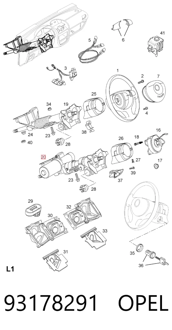 Рульова колонка 93178291 Opel