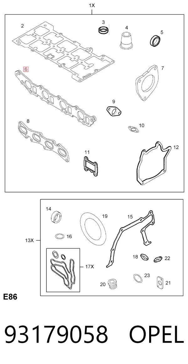 Прокладка впускного колектора 93179058 Opel