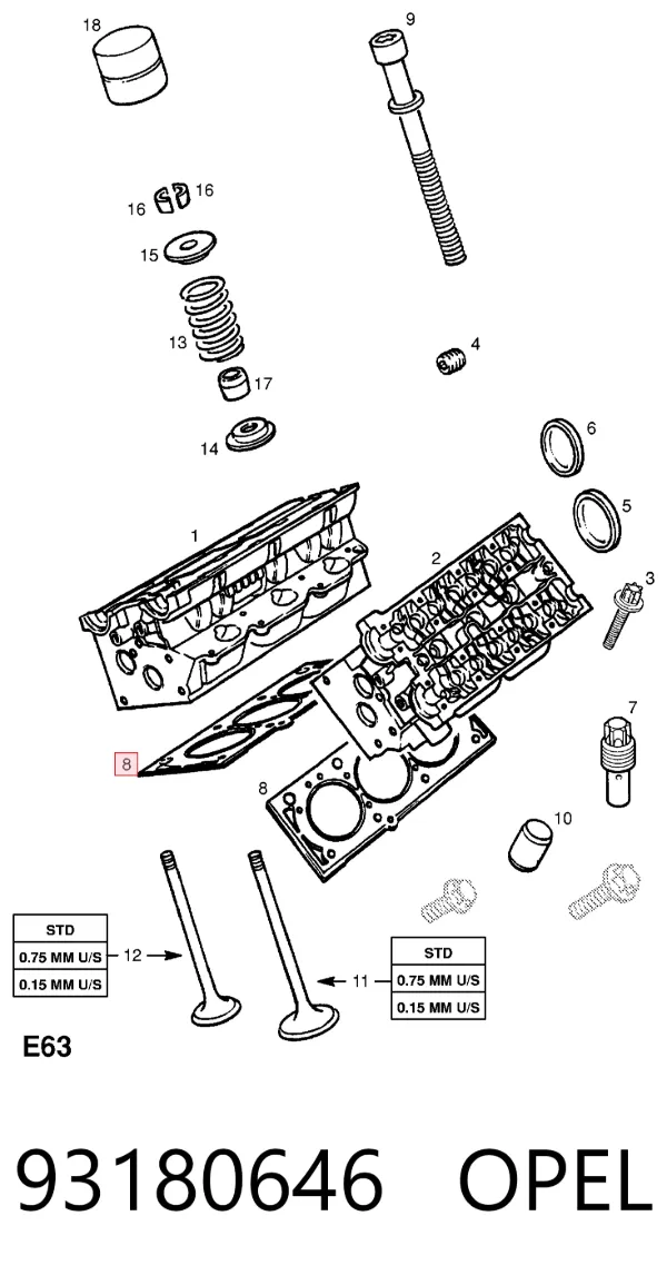 Прокладка ГБЦ 93180646 Opel