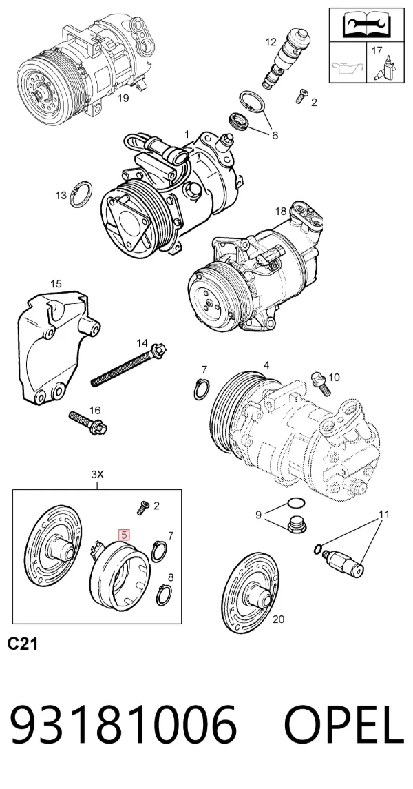 Муфта компресора кондиціонера 93181006 Opel