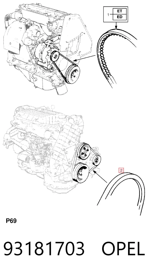 Ремінь генератора 93181703 Opel
