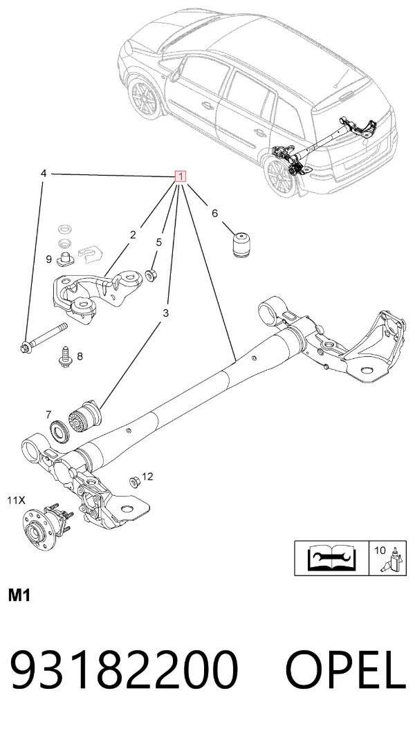 Балка задня 93182200 Opel