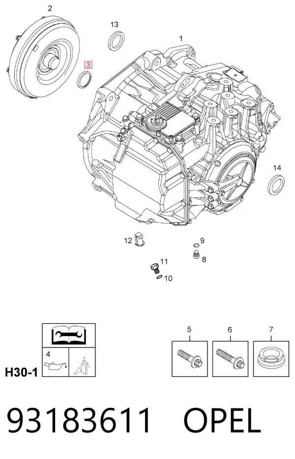 Прокладка картера гідротрансформатора 93183611 Opel