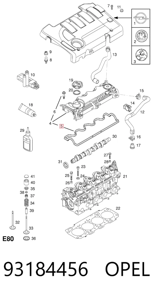 Прокладка клапанної кришки 93184456 Opel