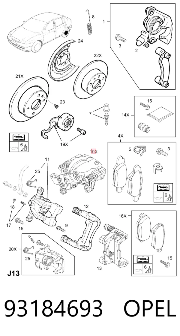 Супорт гальмівний задній 93184693 Opel