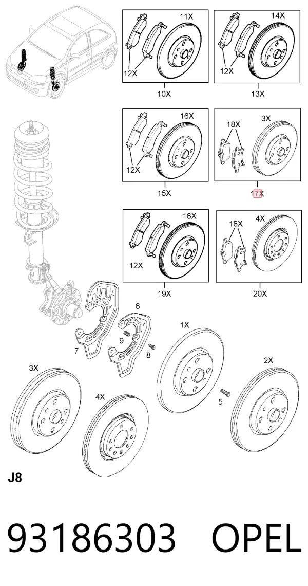 Гальмівні диски передні 93186303 Opel