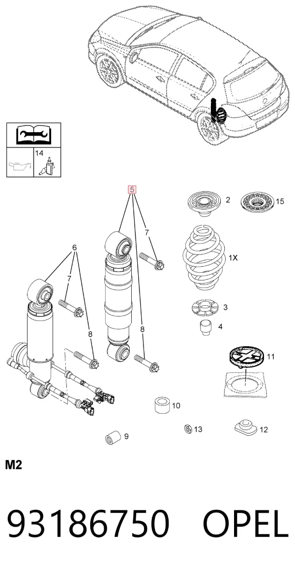 Амортизатор задній 93186750 Opel