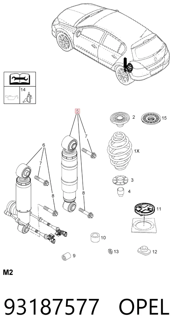 Амортизатор задній 93187577 Opel
