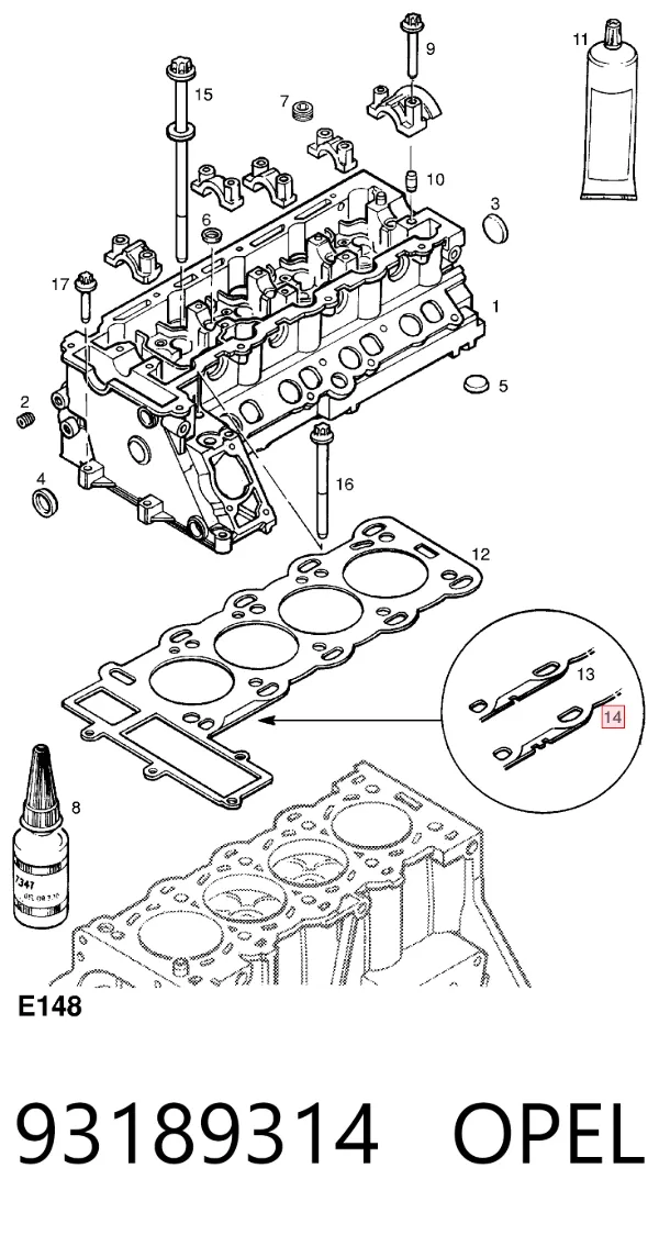 Прокладка ГБЦ 93189314 Opel