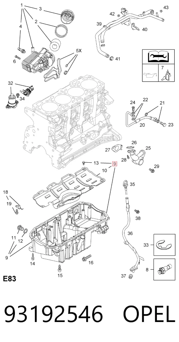 Піддон масляний картера двигуна 93192546 Opel