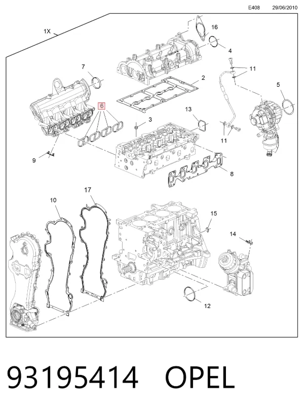Прокладка впускного колектора 93195414 Opel