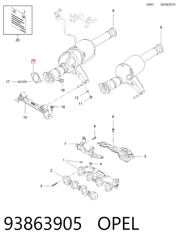 Прокладка глушника 93863905 Opel