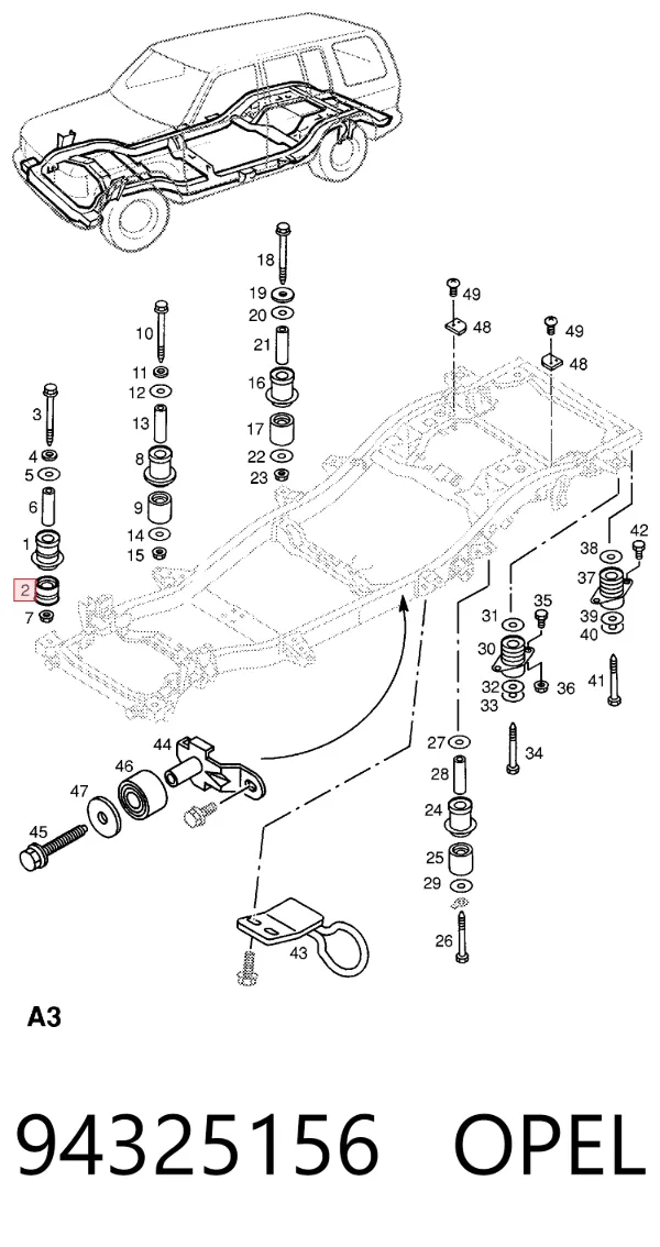 Подушка рами (кріплення кузова) 94325156 Opel