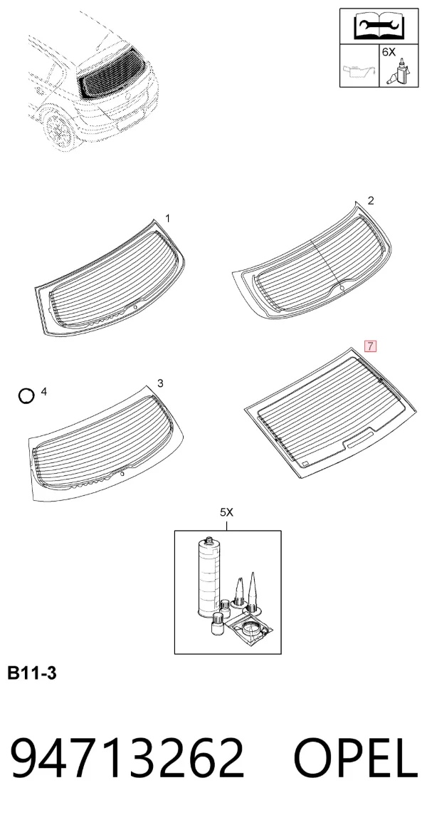 Заднє скло 94713262 Opel