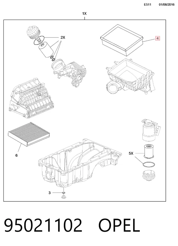 Повітряний фільтр 95021102 Opel