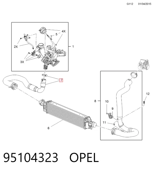 Шланг/патрубок интеркуллера 95104323 Opel