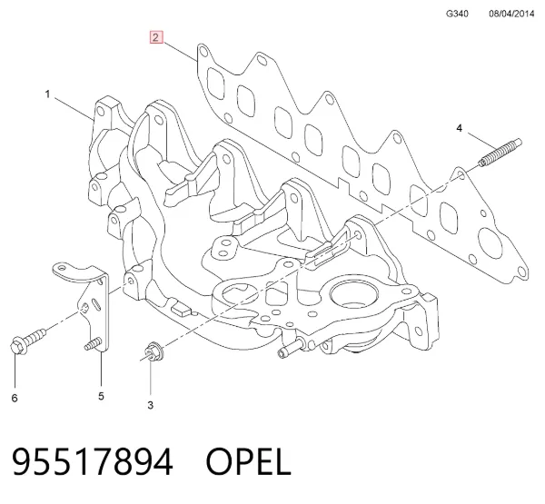 Прокладка впускного колектора 95517894 Opel