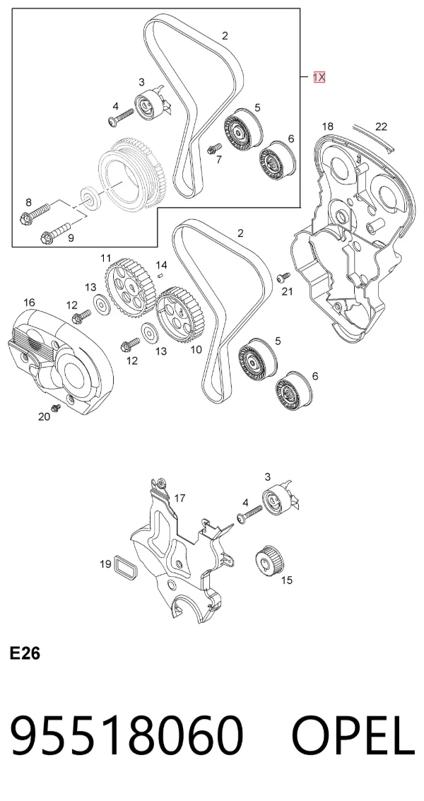 Комплект ГРМ 95518060 Opel