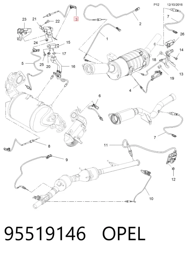 Датчик температури відпрацьованих газів (ВГ), клапан EGR 95519146 Opel
